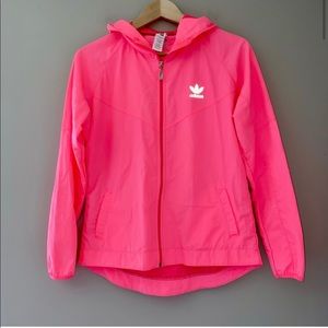 Adidas Hot Pink Zip Up Windbreaker Jacket